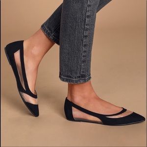 NIB Lulu’s Elisabeth Black Suede Pointed Toe Flats